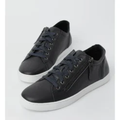 Best deal 👍 Zazou Zia Navy Leather Zip Up Sneaker 👍 -Women Shoes shop 660664270 3 1 720x928