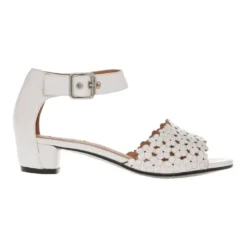 Best Sale ❤️ Zazou Andy White Leather Low Heeled 👏 Sandal 👍