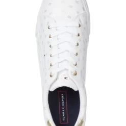 Best deal 🧨 Tommy Hilfiger All Over Flag White Lace-Up Sneaker 🎉 -Women Shoes shop 826972120 3 2 720x928
