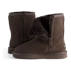 Best reviews of 🤩 Aus Wooli Ugg Mid Calf Zip-Up Sheepskin Boot - Chocolate ⭐ -Women Shoes shop 837291610 5 720x928
