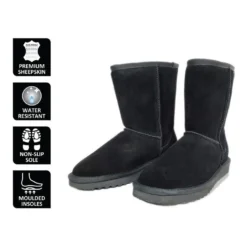 Cheap ⌛ Aus Wooli Ugg Mid Calf Sheepskin Boot - Black 🎁 -Women Shoes shop 837293770 6 720x928