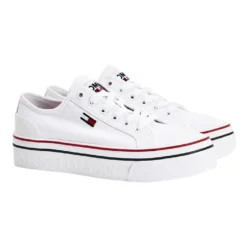 Budget ⌛ Tommy Hilfiger Canvas White Flatform Trainers ⌛