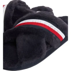 Top 10 ✨ Tommy Hilfiger Faux Fur Logo Navy Home Slipper 🛒 -Women Shoes shop 846560170 3 720x928