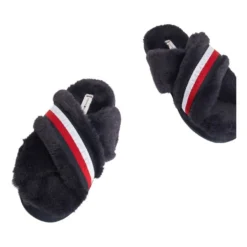 Top 10 ✨ Tommy Hilfiger Faux Fur Logo Navy Home Slipper 🛒 -Women Shoes shop 846560170 4 720x928