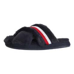 Top 10 ✨ Tommy Hilfiger Faux Fur Logo Navy Home Slipper 🛒 -Women Shoes shop 846560170 5 720x928