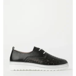 Best Pirce โจ Regatta Charm Black Leather Flat Shoe โ๏ธ