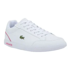 Best Pirce 🔥 Lacoste Graduate Cap White/Pink Leather Trainers ✔️