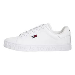 Promo ❤️ Tommy Hilfiger Embossed White Leather Sole Trainers ⌛