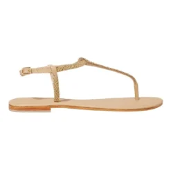 Best deal ⌛ Seed Heritage Kaia Beaded Gold Flat 🌟 Sandal 🎁