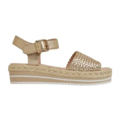 New ⌛ Jane Debster Debbie Soft Gold Weave 🎁 Sandals 😀